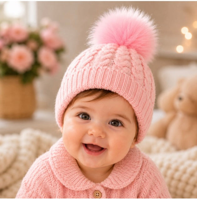 Baby Pom Pom Knitted Hat